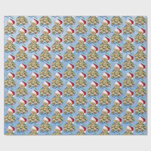 Teddy Bear in getrübten Weihnachtsbeleuchtung Geschenkpapier (Flach)