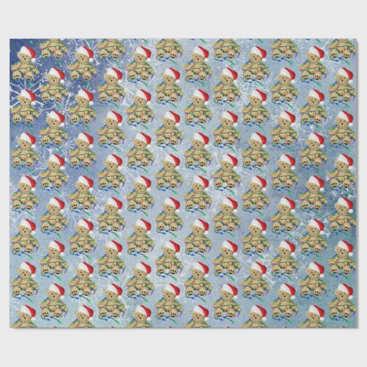 Teddy Bear in getrübten Weihnachtsbeleuchtung Geschenkpapier (Flach)