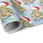 Teddy Bear in getrübten Weihnachtsbeleuchtung Geschenkpapier (Rolleneckpunkt)