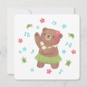 Teddy Bear in Hawaii Illustration Feiertagskarte
