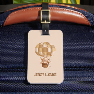 Teddy Bear in Hot Air Balloon Luggage/Daycare Tag Gepäckanhänger