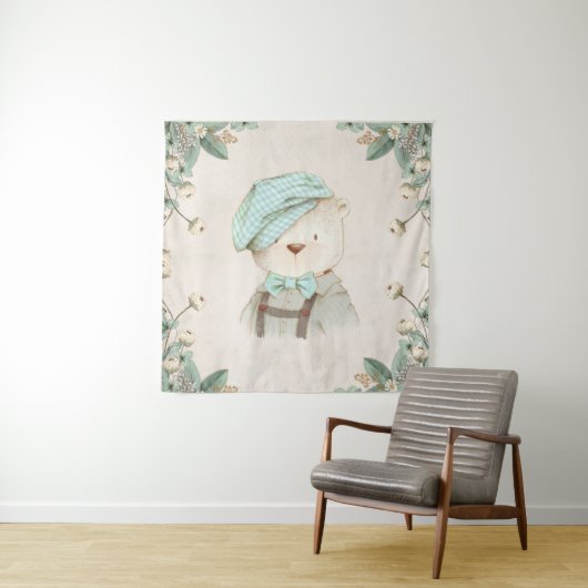 Teddy Bear in Hut Niedlich süß süß süß Adorable Wh Wandteppich (Beispiel)