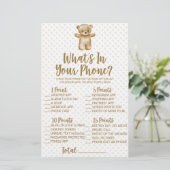 Teddy Bear in Ihrem Telefon Baby Dusche Spiel Briefpapier (Stehend Vorderseite)