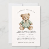 Teddy Bear "In Loving Memory" Child Memorial Card Einladung (Vorderseite)