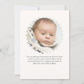 Teddy Bear "In Loving Memory" Child Memorial Card Einladung (Rückseite)
