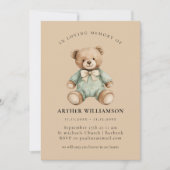 Teddy Bear "In Loving Memory" Infant Loss Memorial Einladung (Vorderseite)