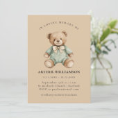 Teddy Bear "In Loving Memory" Infant Loss Memorial Einladung (Stehend Vorderseite)