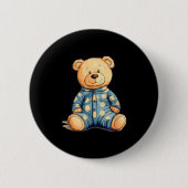 Teddy Bear In Pajama Costume For Bedtime Smiles Button (Vorderseite)