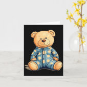Teddy Bear In Pajama Costume For Bedtime Smiles Karte (Gelbe Blume)
