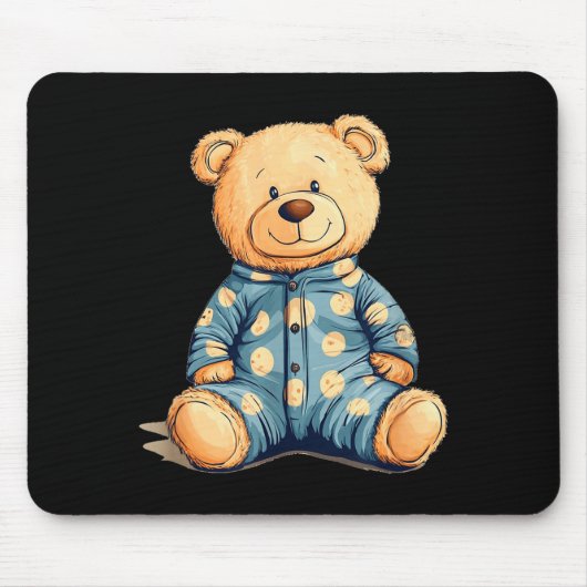 Teddy Bear In Pajama Costume For Bedtime Smiles Mousepad (Vorne)