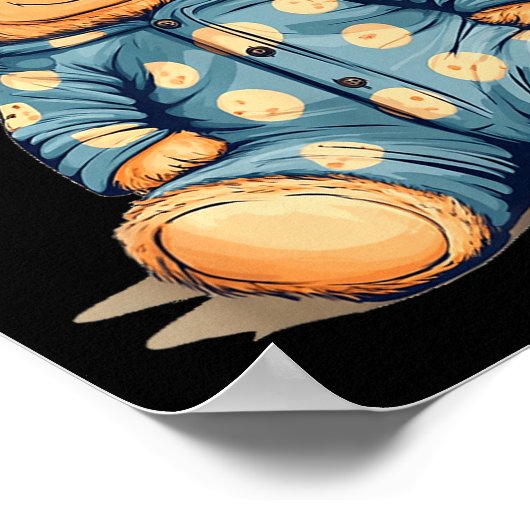 Teddy Bear In Pajama Costume For Bedtime Smiles Poster (Ecke)