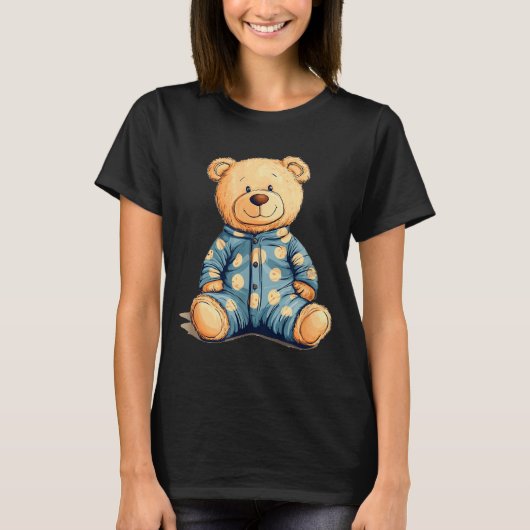 Teddy Bear In Pajama Costume For Bedtime Smiles T-Shirt (Vorderseite)