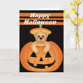 Teddy Bear in Pumpkin Happy Halloween Card Karte (Gelbe Blume)