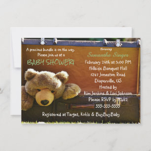Teddy Bear in Suitcase Baby Dusche Einladung