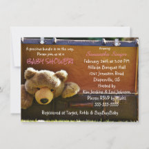 Teddy Bear in Suitcase Baby Girl Dusche Einladung