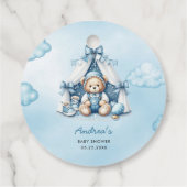 Teddy Bear in Zelt Baby Dusche Geschenkanhänger (Rückseite)
