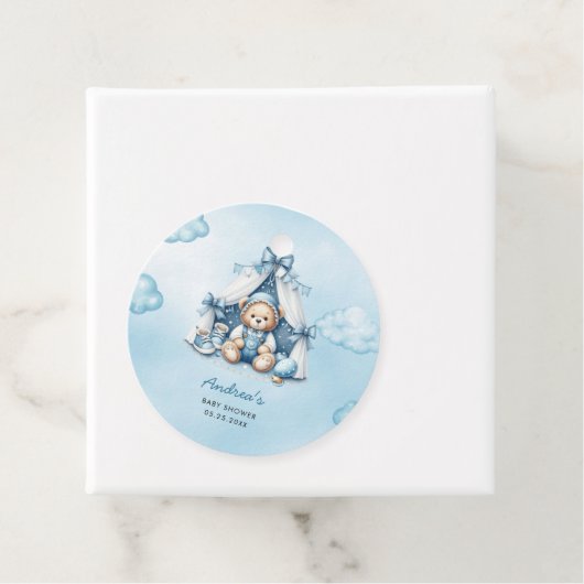 Teddy Bear in Zelt Baby Dusche Geschenkanhänger (Beispiel)