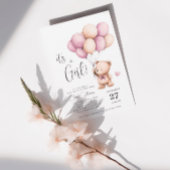 Teddy Bear It a Girl Lila Beige Balloons Einladung