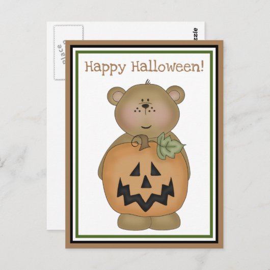 Teddy Bear Jack O'Lantern Postkarte (Vorne/Hinten)
