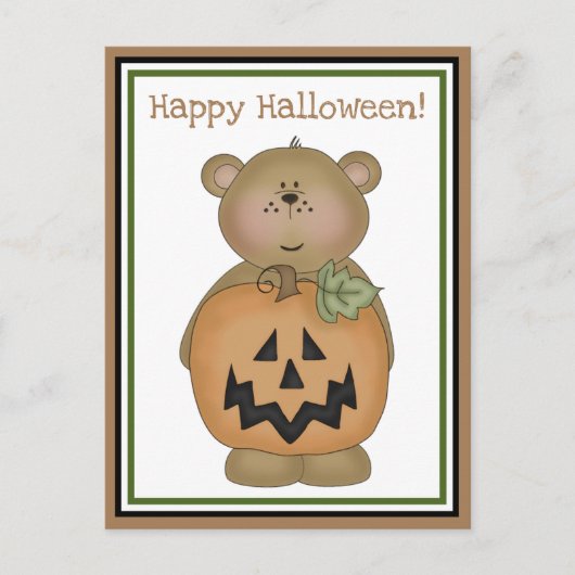 Teddy Bear Jack O'Lantern Postkarte (Vorderseite)