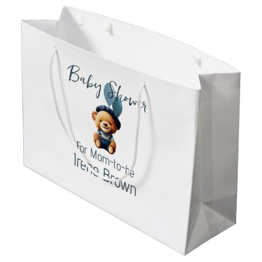 Teddy Bear Jean Baby Showbeutel Große Geschenktüte (Rückseite Schrägansicht)