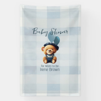 Teddy Bear Jean Baby Shower Blue Banner