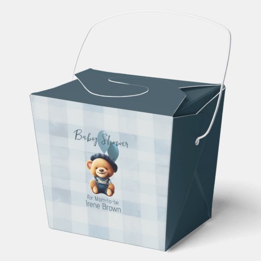 Teddy Bear Jean Baby Shower Blue Geschenkschachtel (Vorderseite)