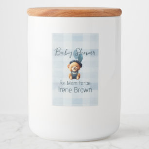 Teddy Bear Jean Baby Shower Blue Lebensmitteletikett