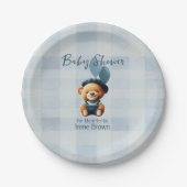 Teddy Bear Jean Baby Shower Blue Pappteller (Vorderseite)