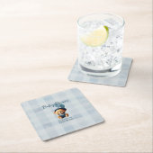 Teddy Bear Jean Baby Shower Blue Rechteckiger Pappuntersetzer (Vor Ort)