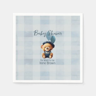 Teddy Bear Jean Baby Shower Blue Serviette