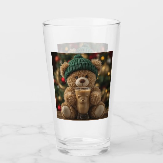 Teddy Bear Kaffee Weihnachten Glas (Vorderseite)