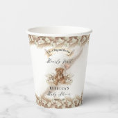 Teddy Bear kann frühzeitig Greige Boy Baby Dusche Pappbecher (Rückseite)