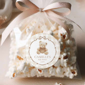 Teddy Bear Kariert Boy Baby Dusche Runder Aufkleber