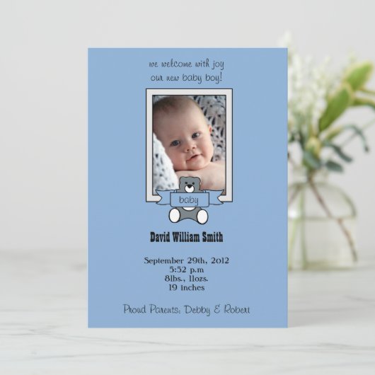 Teddy Bear - Karten für die Geburtsankündigung von (Stehend Vorderseite)