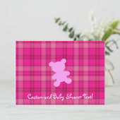 Teddy Bear - Kinderdusche Rosa Einladung (Stehend Vorderseite)