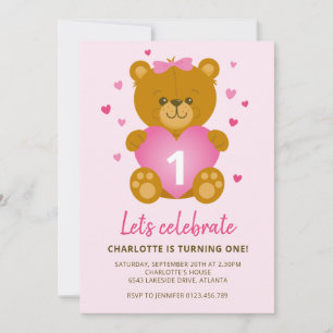 Teddy Bear Kindergeburtstag Party Einladung