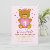 Teddy Bear Kindergeburtstag Party Einladung (Stehend Vorderseite)