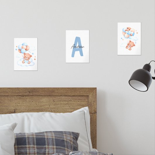Teddy Bear Kinderzimmer Baby Boy Initial Name Wand Bilderwand Sets (Schlafzimmer)