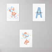 Teddy Bear Kinderzimmer Baby Boy Initial Name Wand Bilderwand Sets (Vorderseite)