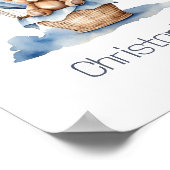 Teddy Bear Kinderzimmer Hot Air Ballon Blue Baby B Poster (Ecke)