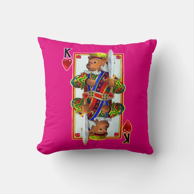 Teddy Bear King of Hearts Throw Kissen (Vorderseite)