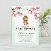 Teddy Bear King Sakura Baby Boy Dusche Einladung (Stehend Vorderseite)