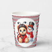 Teddy Bear Ladybug mit Snowman Baby Dusche Pappbecher (Vorderseite)