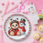 Teddy Bear Ladybug mit Snowman Baby Dusche Pappteller (Party)