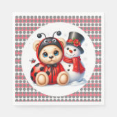 Teddy Bear Ladybug mit Snowman Baby Dusche Serviette (Vorderseite)