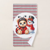 Teddy Bear Ladybug mit Snowman Baby Showgeschenk Badhandtuch Set (Handtuch)