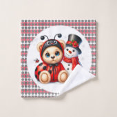 Teddy Bear Ladybug mit Snowman Baby Showgeschenk Badhandtuch Set (Waschlappen)