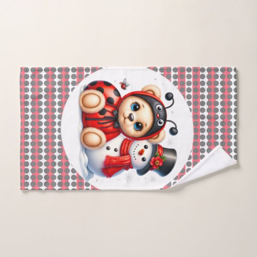 Teddy Bear Ladybug mit Snowman Baby Showgeschenk Badhandtuch Set (Handtuch)