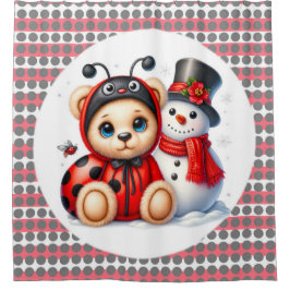 Teddy Bear Ladybug mit Snowman Baby Showgeschenk Duschvorhang
